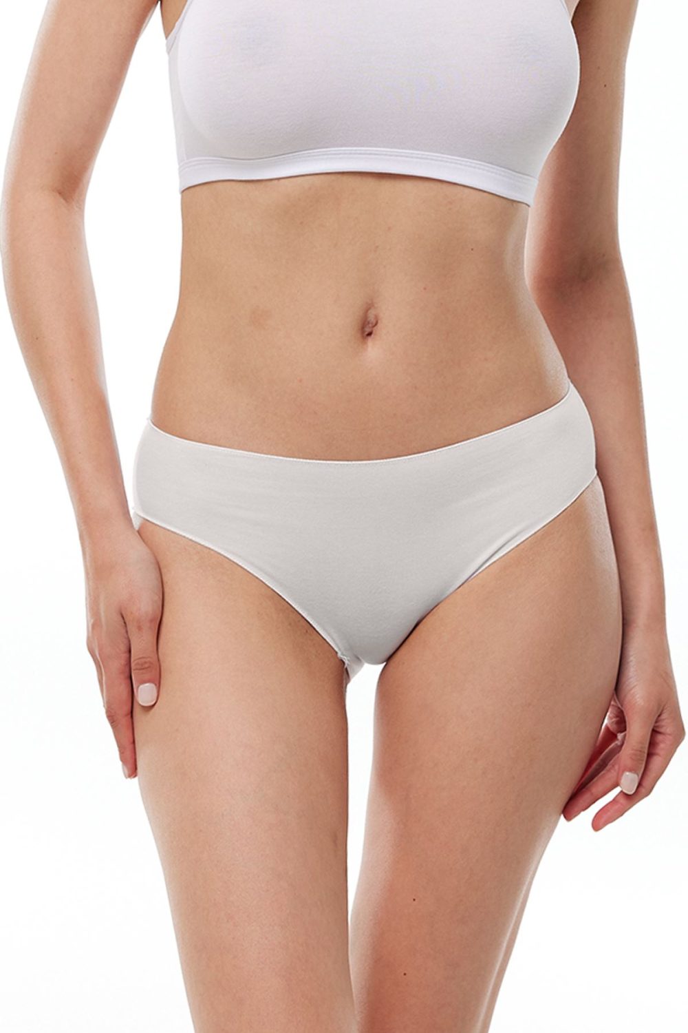 DFN Kadın Ekru 2 li Paket Modal Dar Kalıp Ara Bel Slip Külot 187