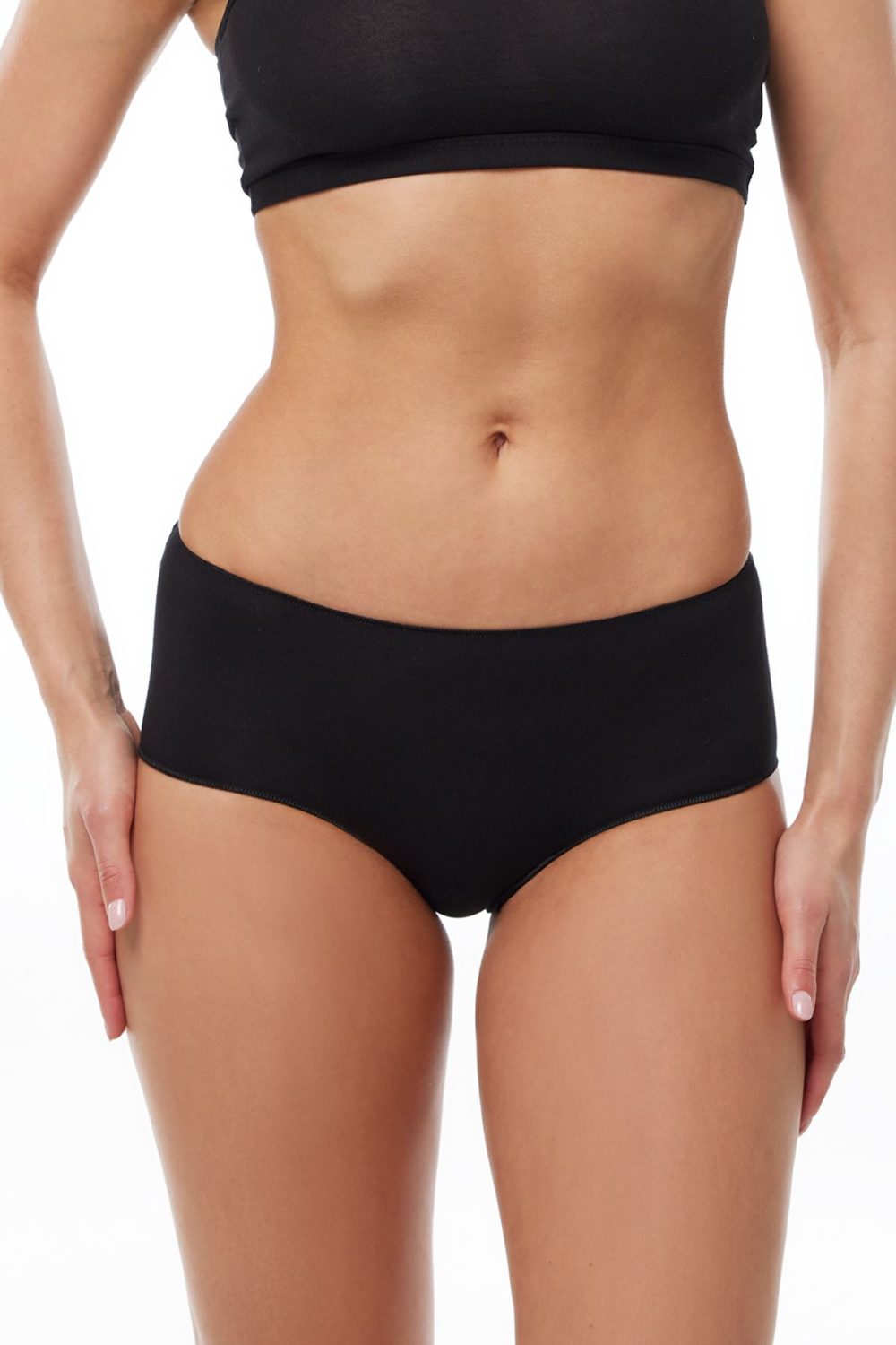 DFN Kadın Siyah 4 lü Paket Geniş Kenarlı Modal Slip Külot 1126 - Görsel 2