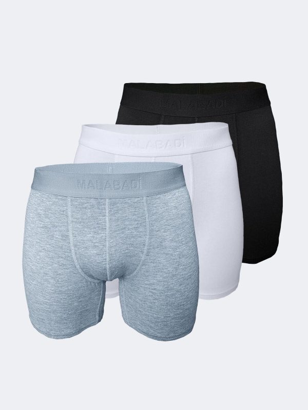 DFN Erkek Siyah Beyaz Gri 3 lü Paket Modal Uzun Boxer 010