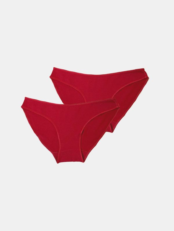 DFN Kadın Kırmızı 2 li Paket Modal Düşük Bel Slip Külot 183