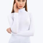 DFN Kadın Beyaz Uzun Kollu Tam Balıkçı Yaka Modal Body 194