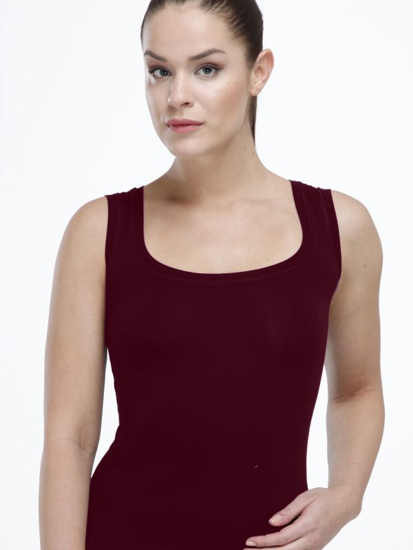DFN Kadın Bordo Kare Yaka Kalın Askılı Modal Body 1037