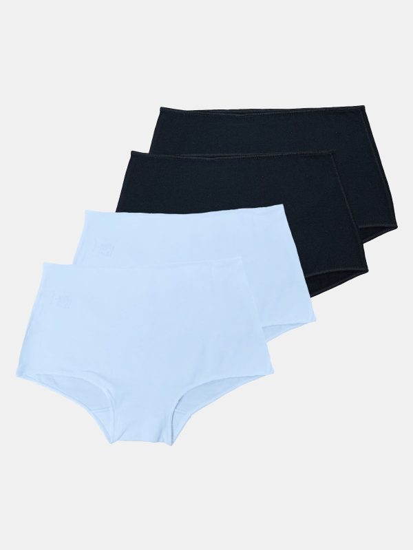DFN Kadın Siyah Beyaz 4 lü Paket Geniş Kenarlı Modal Külot 1053