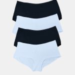 DFN Kadın Siyah Beyaz 4 lü Paket Geniş Kenarlı Modal Slip Külot 1126