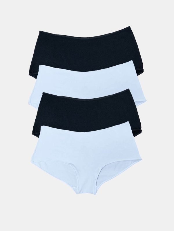 DFN Kadın Siyah Beyaz 4 lü Paket Geniş Kenarlı Modal Slip Külot 1126