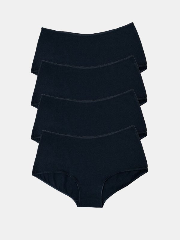 DFN Kadın Siyah 4 lü Paket Geniş Kenarlı Modal Slip Külot 1126