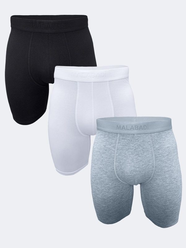 DFN Erkek Siyah Beyaz Gri 3 Lü Paket Modal Uzun Paçalı Boxer 3M019