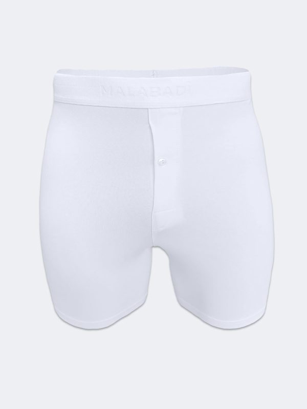 DFN Erkek Beyaz Düğmeli Uzun Likralı Modal Boxer 028