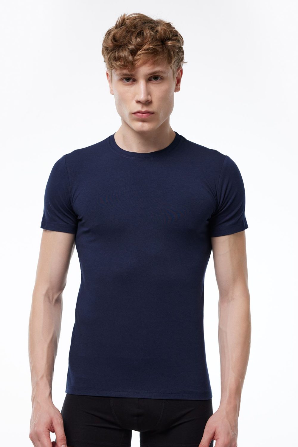 DFN Erkek Lacivert Yuvarlak Yaka Kısa Kollu Modal T-shirt Body 030