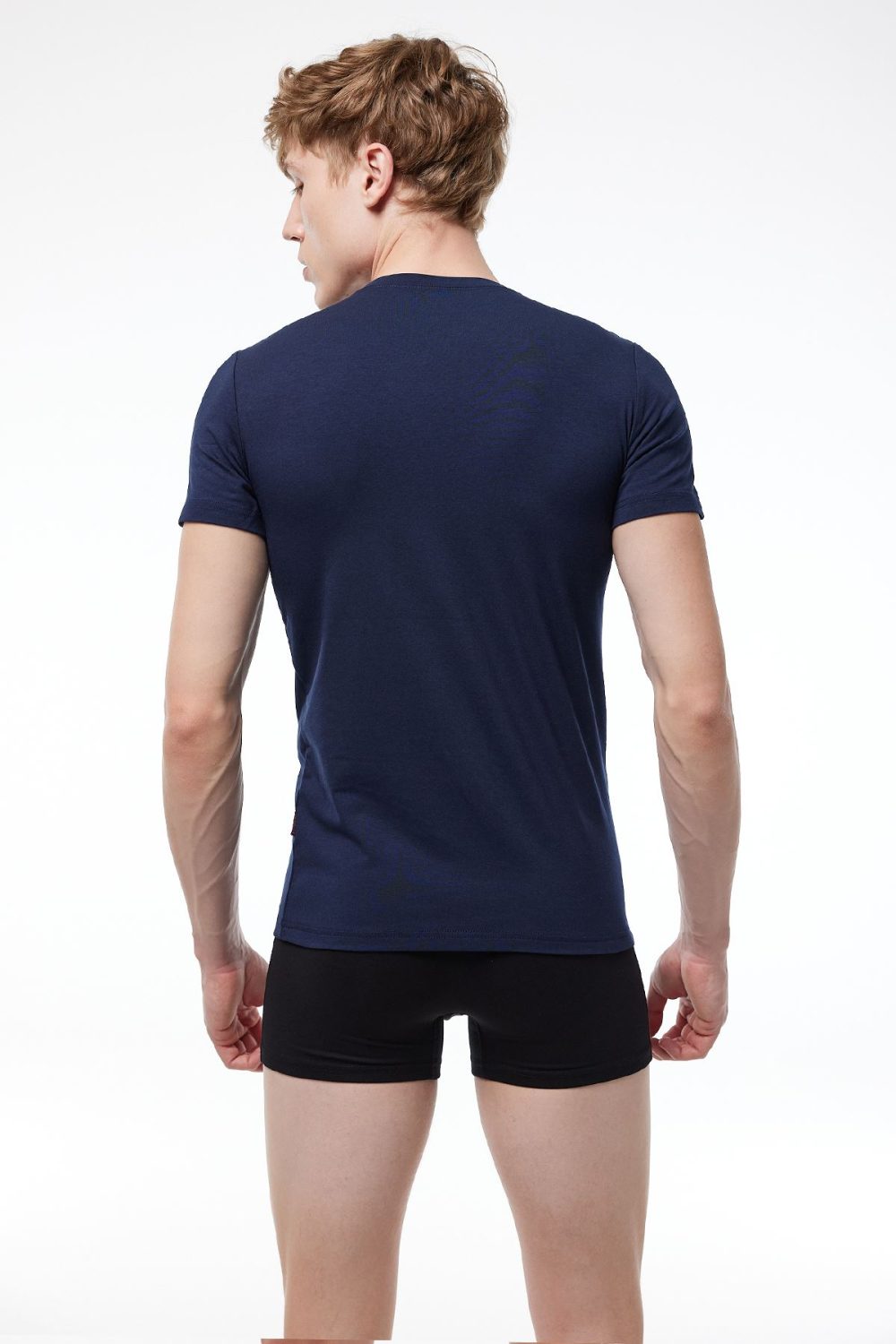 DFN Erkek Lacivert Yuvarlak Yaka Kısa Kollu Modal T-shirt Body 030 - Görsel 3