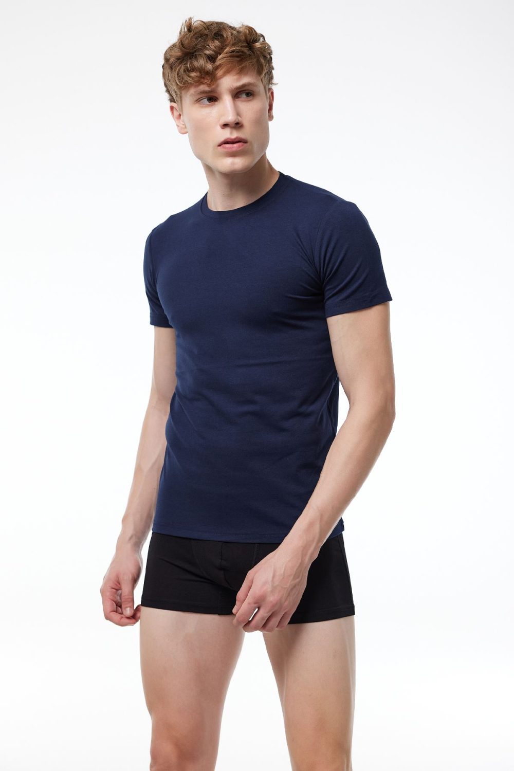 DFN Erkek Lacivert Yuvarlak Yaka Kısa Kollu Modal T-shirt Body 030 - Görsel 2