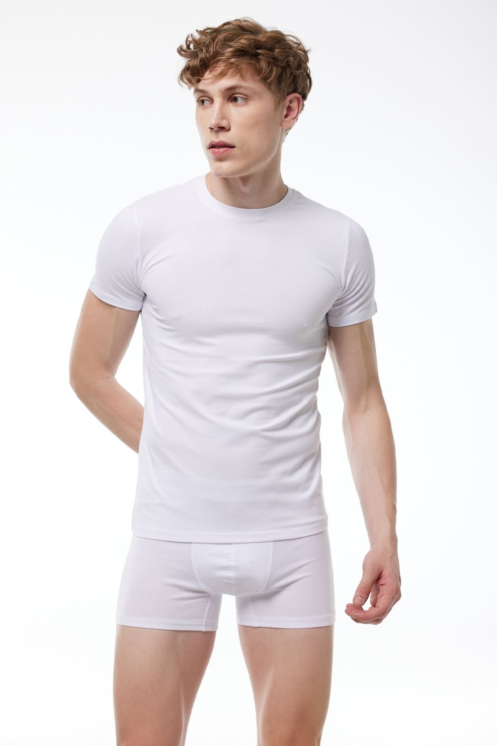 DFN Erkek Beyaz Yuvarlak Yaka Kısa Kollu Modal T-shirt Body 030 - Görsel 2