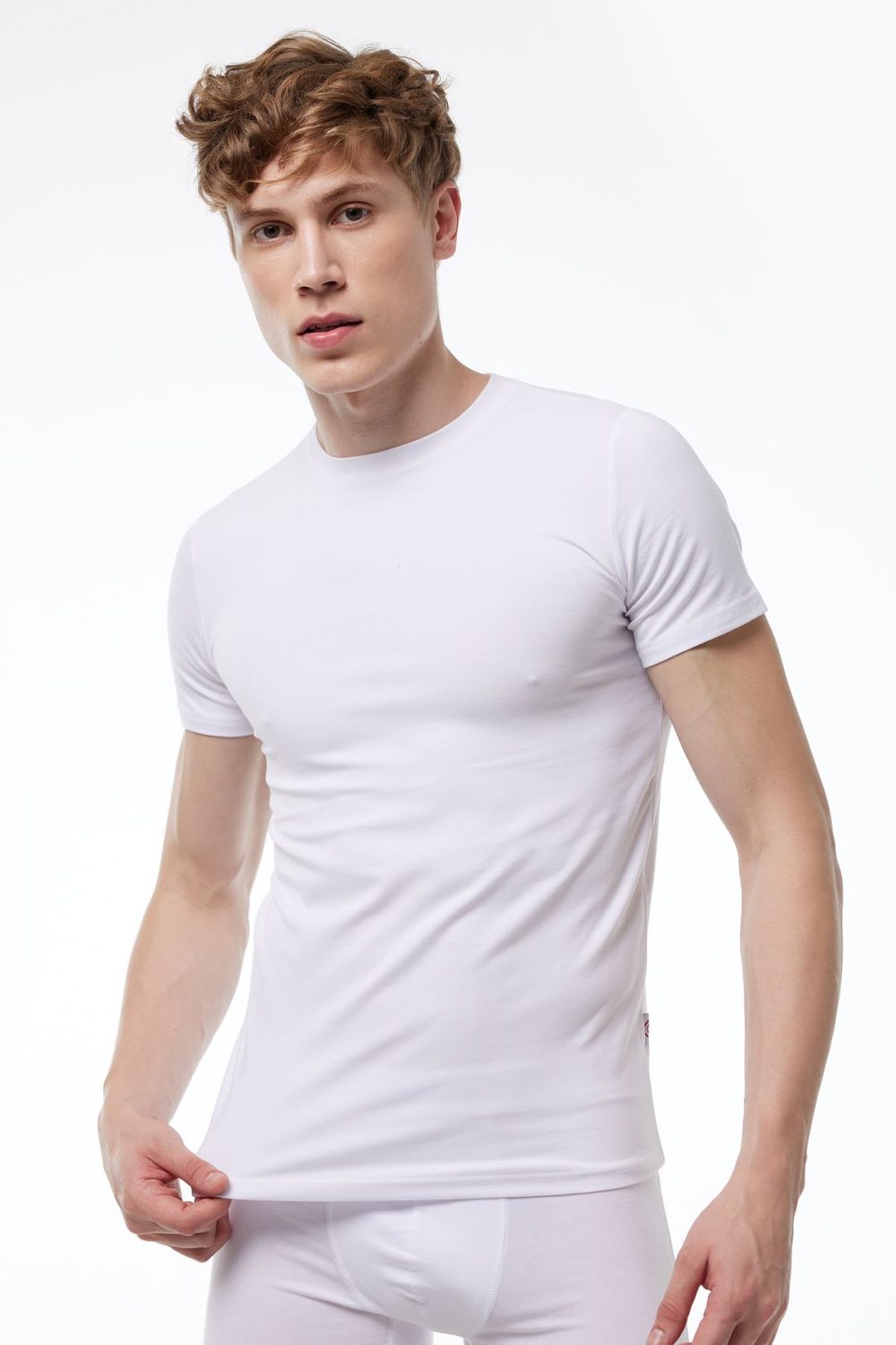 DFN Erkek Beyaz Yuvarlak Yaka Kısa Kollu Modal T-shirt Body 030