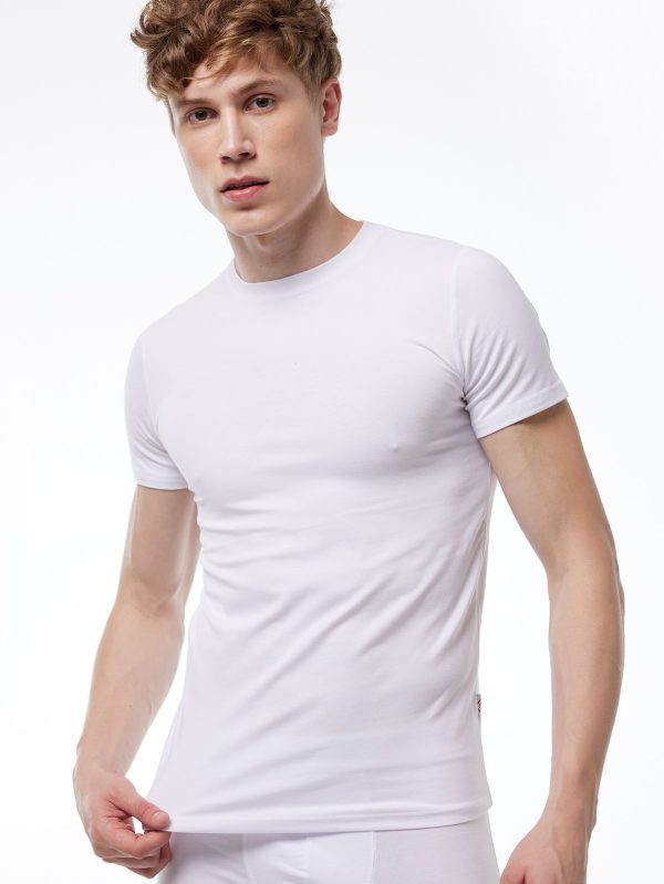 DFN Erkek Beyaz Yuvarlak Yaka Kısa Kollu Modal T-shirt Body 030