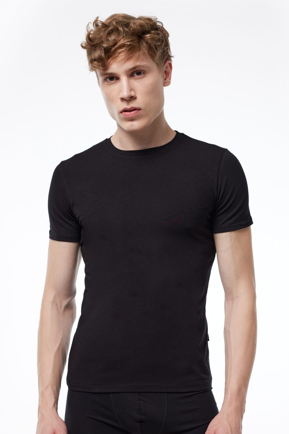 DFN Erkek Siyah Yuvarlak Yaka Kısa Kollu Modal T-shirt Body 030