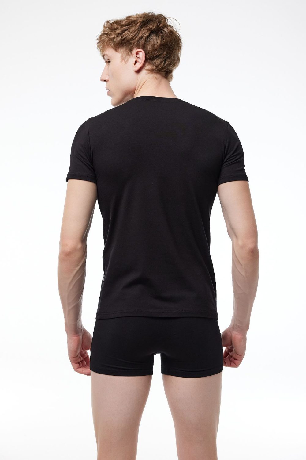 DFN Erkek Siyah Yuvarlak Yaka Kısa Kollu Modal T-shirt Body 030 - Görsel 3
