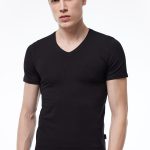 DFN Erkek Siyah V Yaka Kısa Kollu Modal T-shirt Body 032