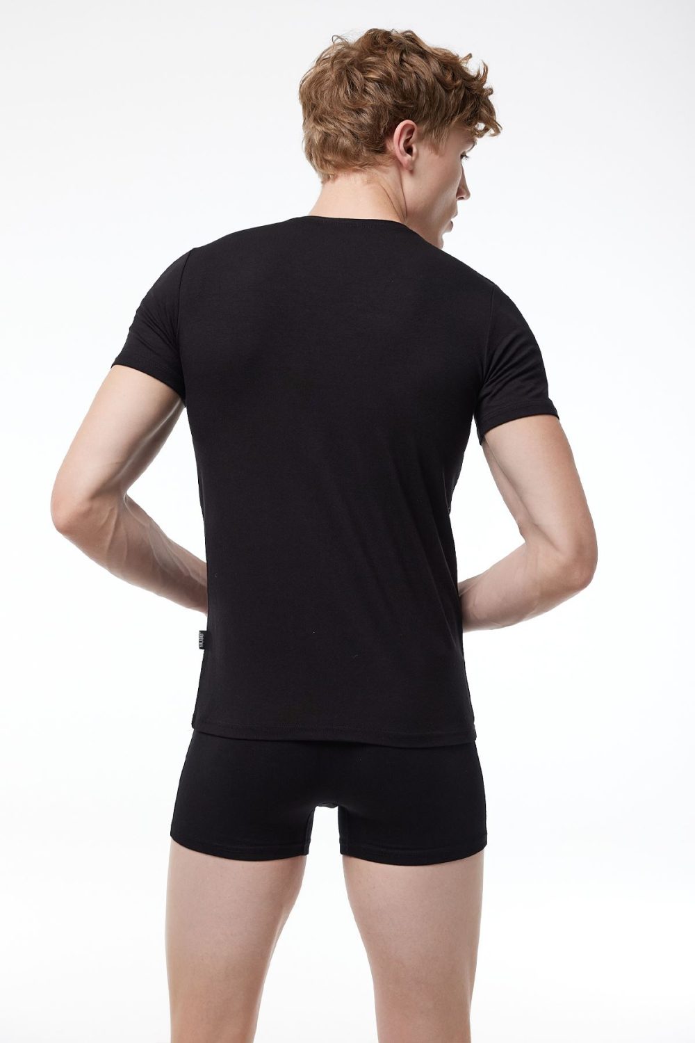 DFN Erkek Siyah V Yaka Kısa Kollu Modal T-shirt Body 032 - Görsel 3