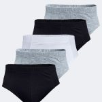 DFN Erkek Siyah Beyaz Gri 5 li Paket Modal Slip Külot 5M053