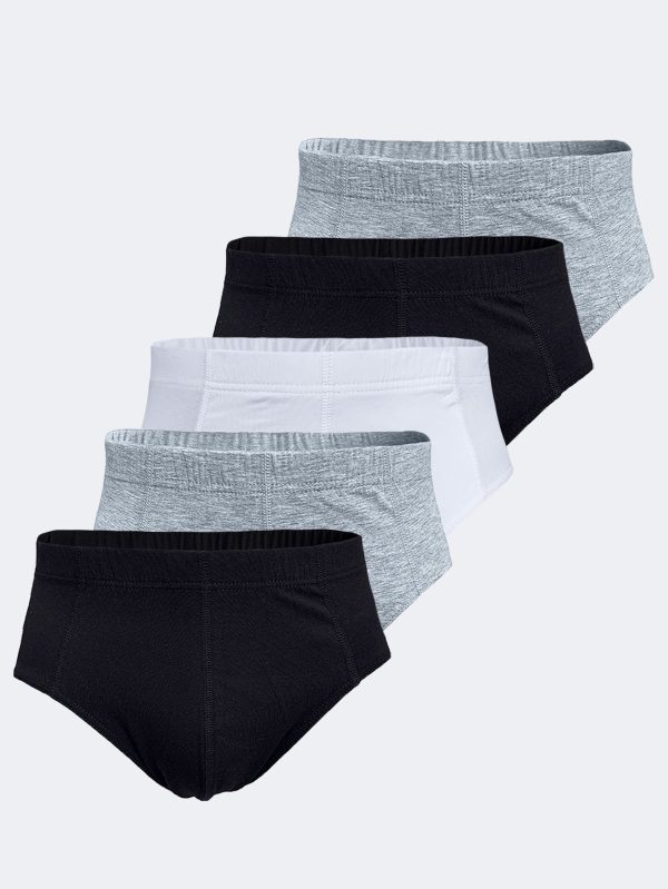 DFN Erkek Siyah Beyaz Gri 5 li Paket Modal Slip Külot 5M053