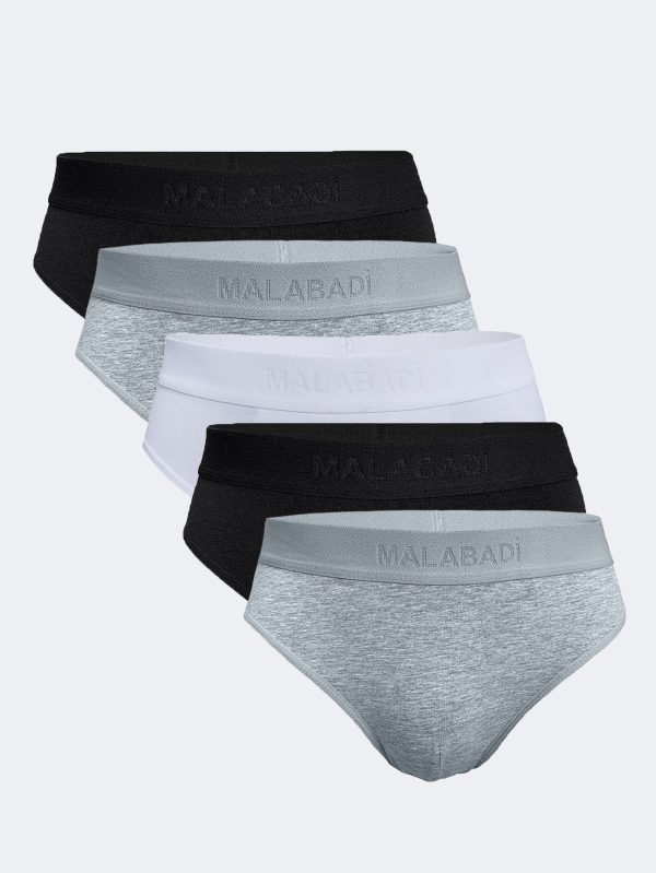 DFN Erkek Siyah Beyaz Gri 5 li Paket Modal Slip Külot 5M080