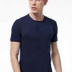 DFN Erkek Lacivert Düğmeli Yaka İnce Modal Yaz Serinliği T-Shirt 083