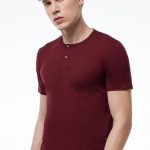 DFN Erkek Bordo Düğmeli Yaka İnce Modal Yaz Serinliği T-Shirt 083