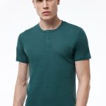 DFN Erkek Yeşil Düğmeli Yaka İnce Modal Yaz Serinliği T-Shirt 083