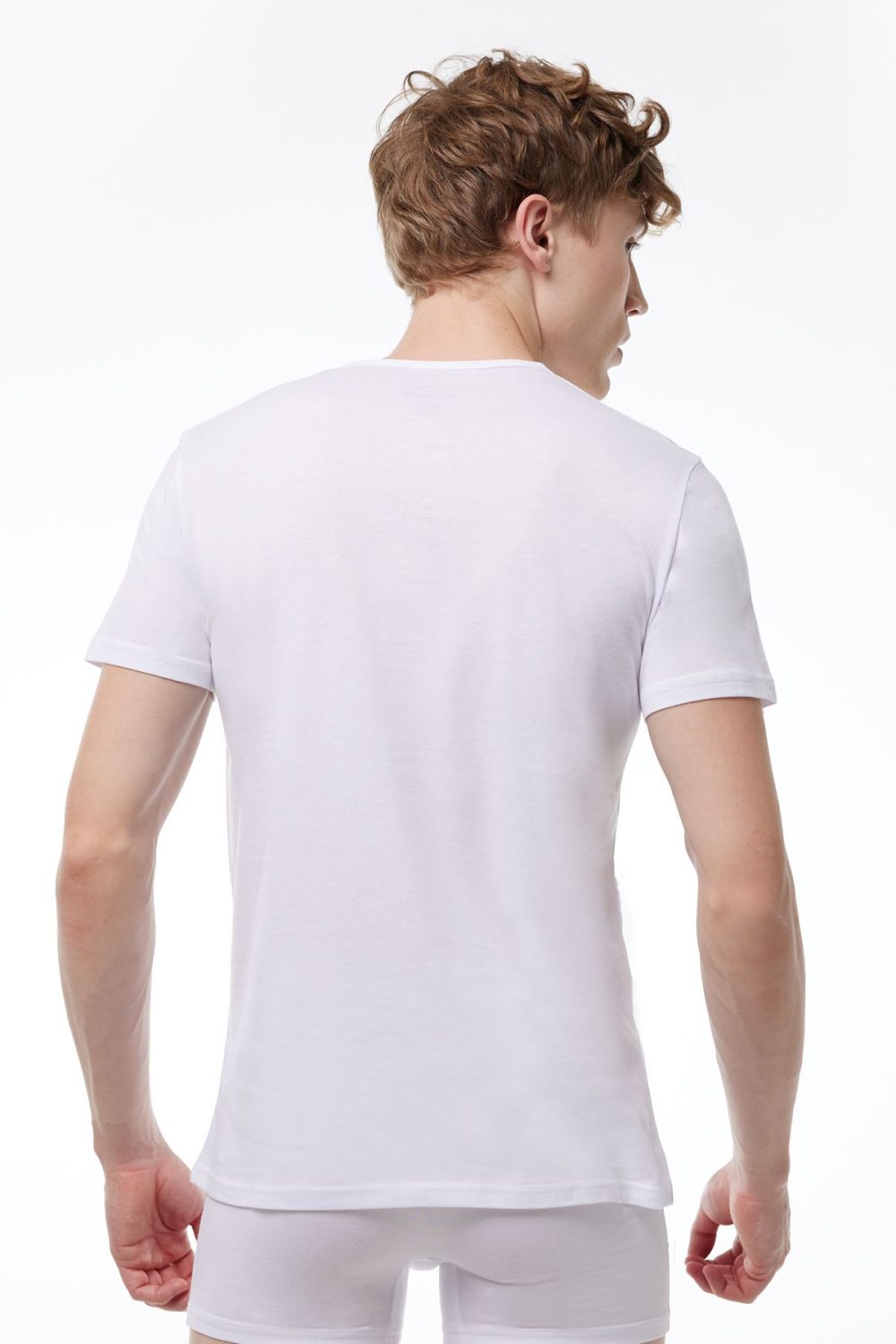 DFN Erkek Beyaz Düğmeli Yaka İnce Modal Yaz Serinliği T-Shirt 083 - Görsel 4