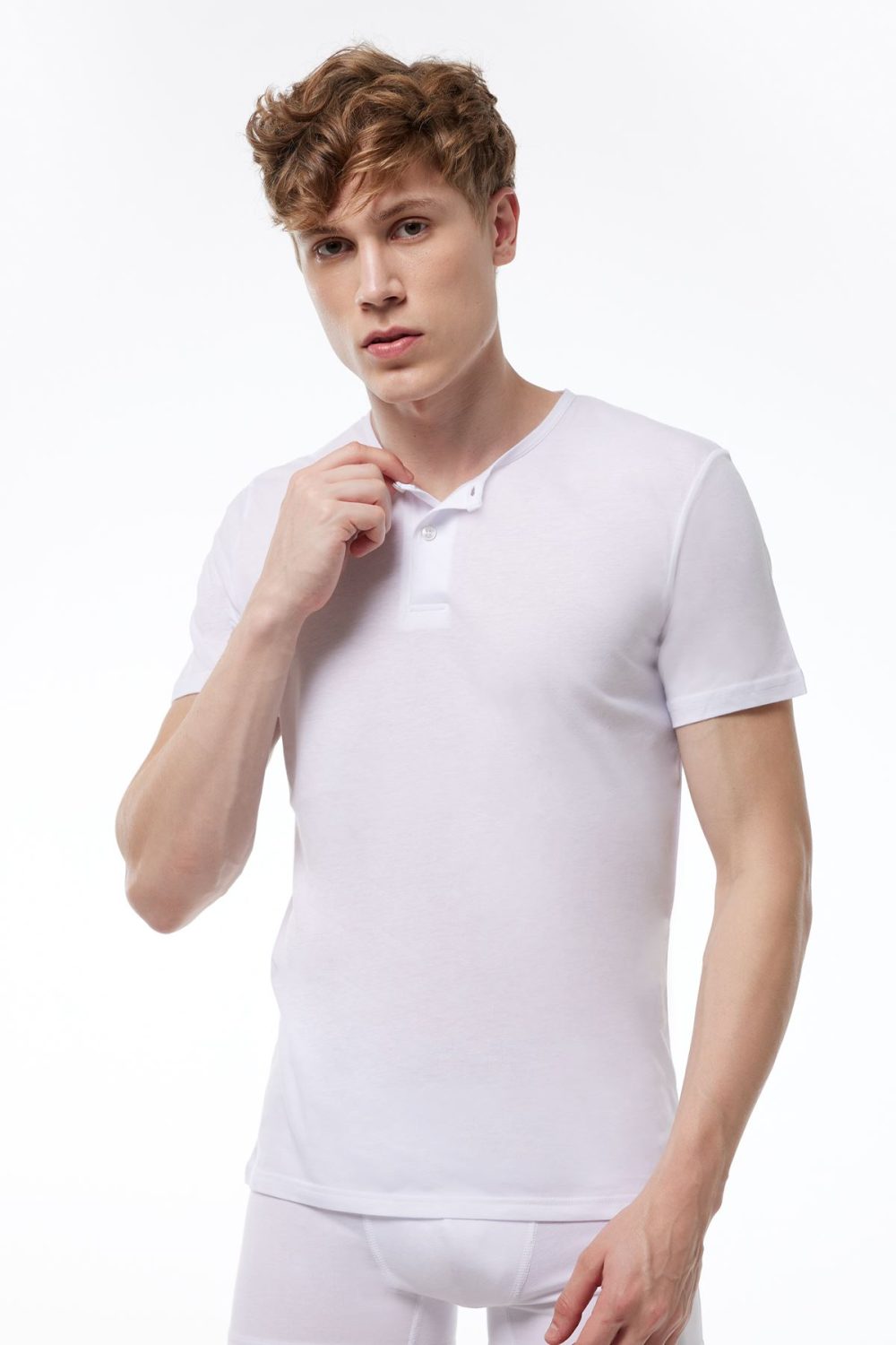 DFN Erkek 3 Lü Paket Siyah Beyaz Lacivert Düğmeli Yaka İnce Yaz Serinliği T-Shirt 083 - Görsel 3