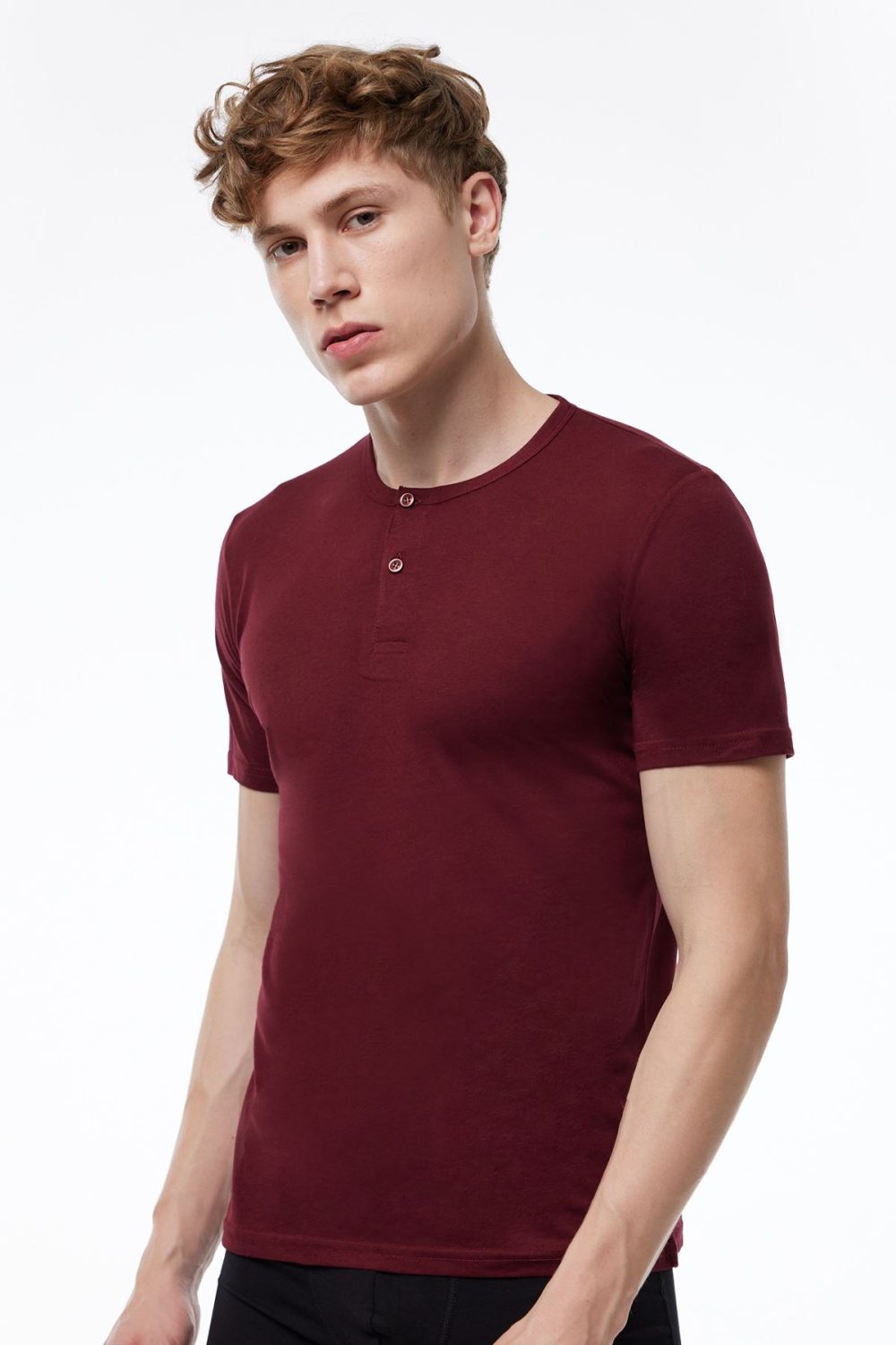 DFN Erkek 3 lü Paket Mavi Bordo Yeşil Düğmeli Yaka İnce Yaz Serinliği T-shirt 083 - Görsel 3