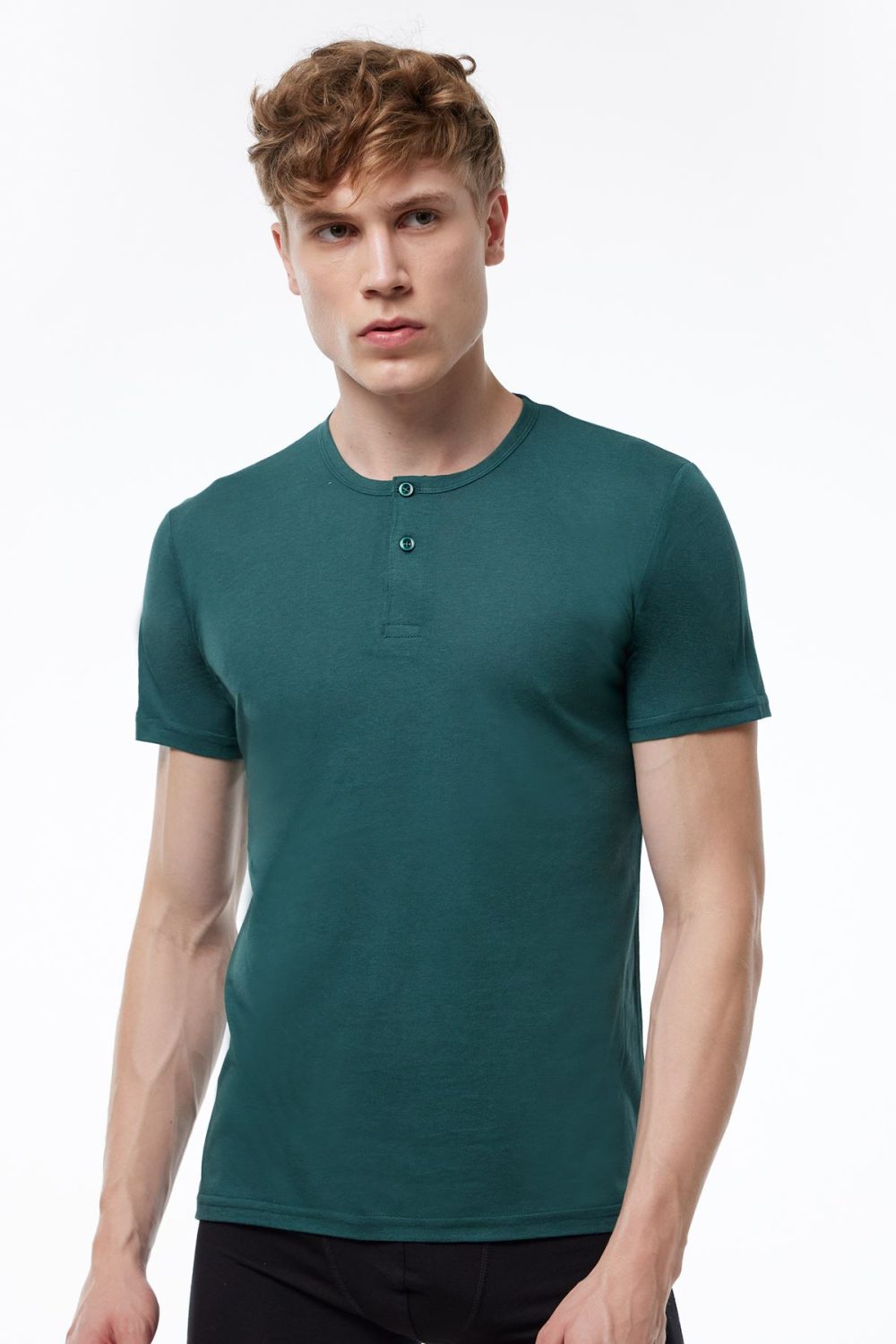 DFN Erkek 3 lü Paket Mavi Bordo Yeşil Düğmeli Yaka İnce Yaz Serinliği T-shirt 083 - Görsel 4