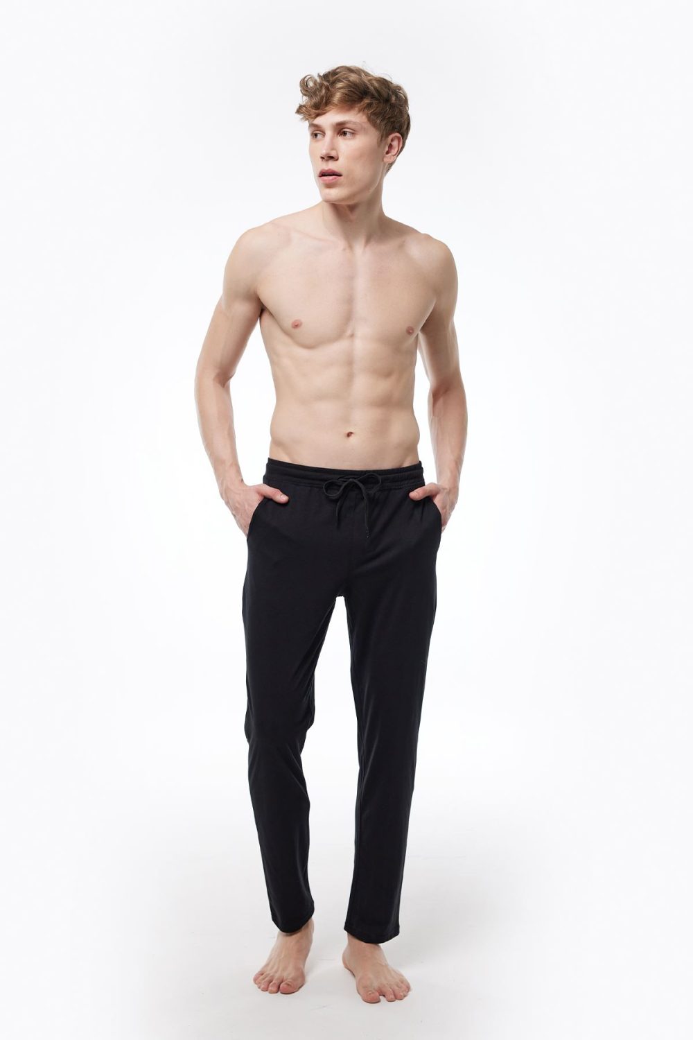 DFN Erkek Siyah Beli Lastikli Cepli Tek Alt Düz Paça Pijama 6003