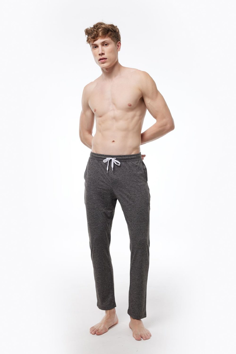 DFN Erkek Gri Beli Lastikli Cepli Tek Alt Düz Paça Pijama 6003