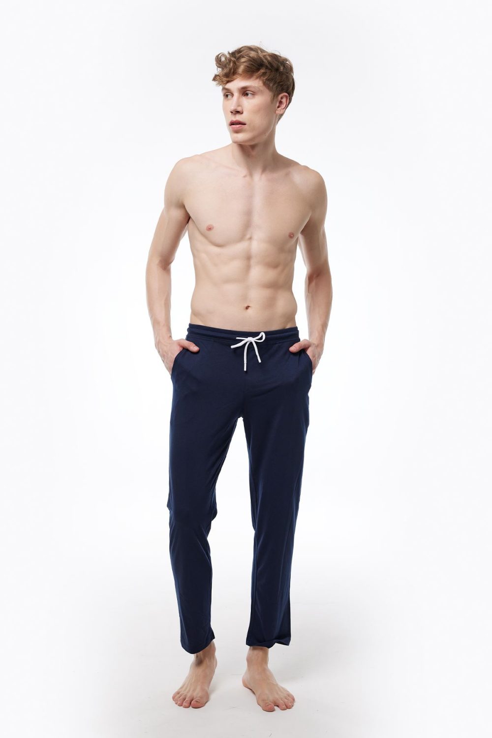 DFN Erkek Lacivert Beli Lastikli Cepli Tek Alt Düz Paça Pijama 6003