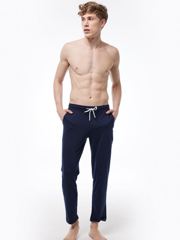 DFN Erkek Lacivert Beli Lastikli Cepli Tek Alt Düz Paça Pijama 6003