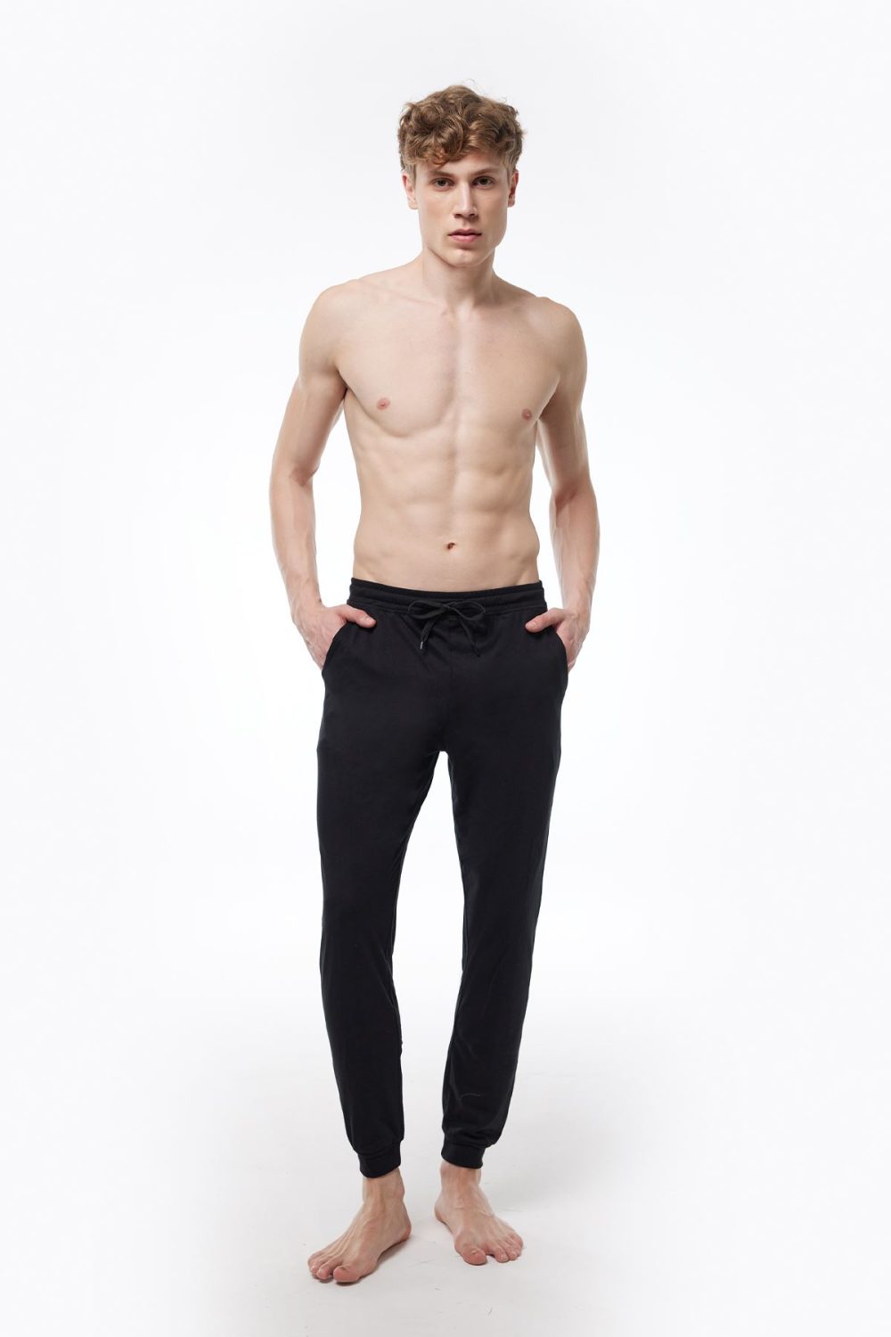 DFN Erkek Siyah Beli Lastikli Cepli Tek Alt Manşetli Paça Pijama 6004