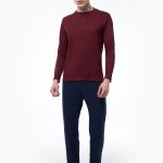 DFN Erkek Bordo Düğmeli Yaka Uzun Kollu Kışlık Pijama Takımı 6010