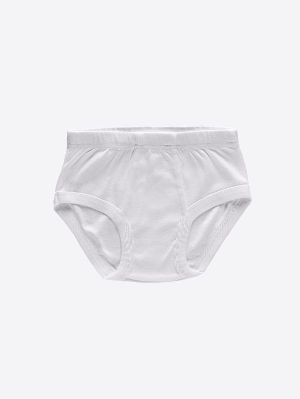 DFN Erkek Çocuk Beyaz 12 Li Paket %100 Pamuk Ribana Slip Külot 90203-E