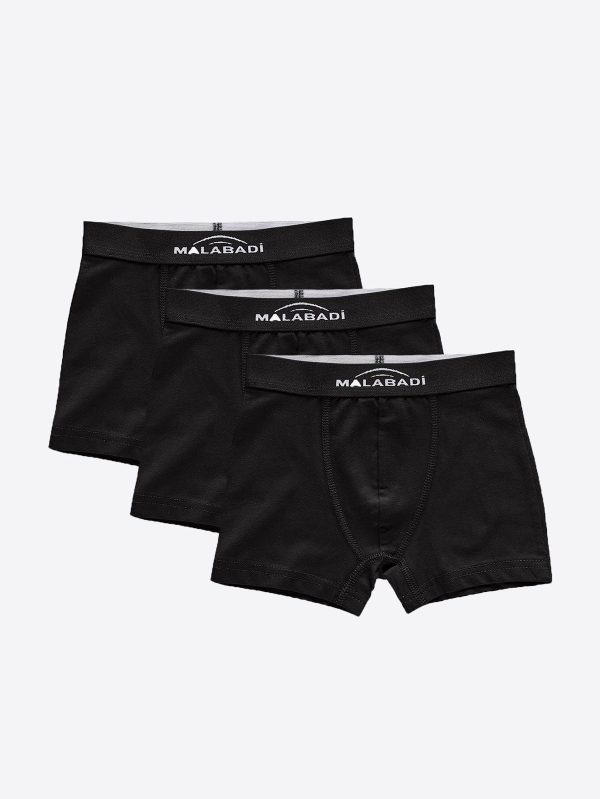 DFN Erkek Çocuk Siyah 3 Lü Pamuk Elastan Boxer 3M208