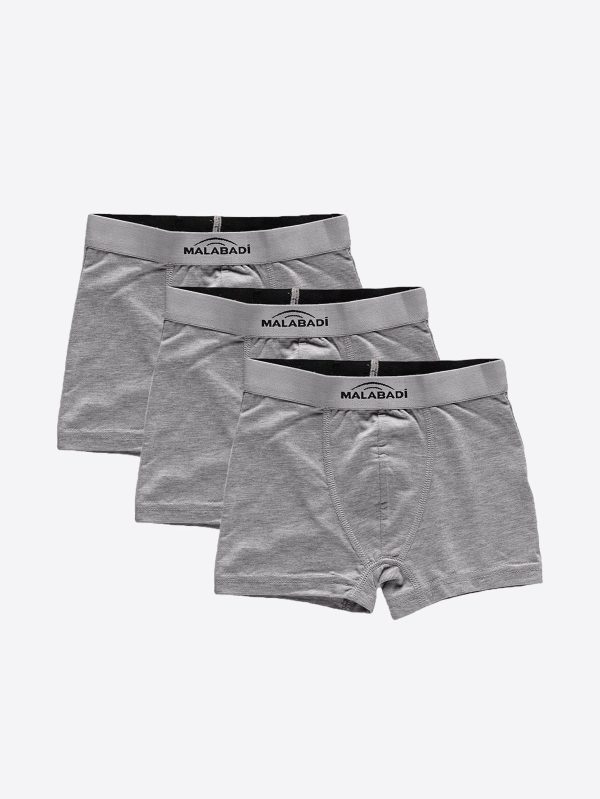 DFN Erkek Çocuk Gri 3 Lü Pamuk Elastan Boxer 3M208