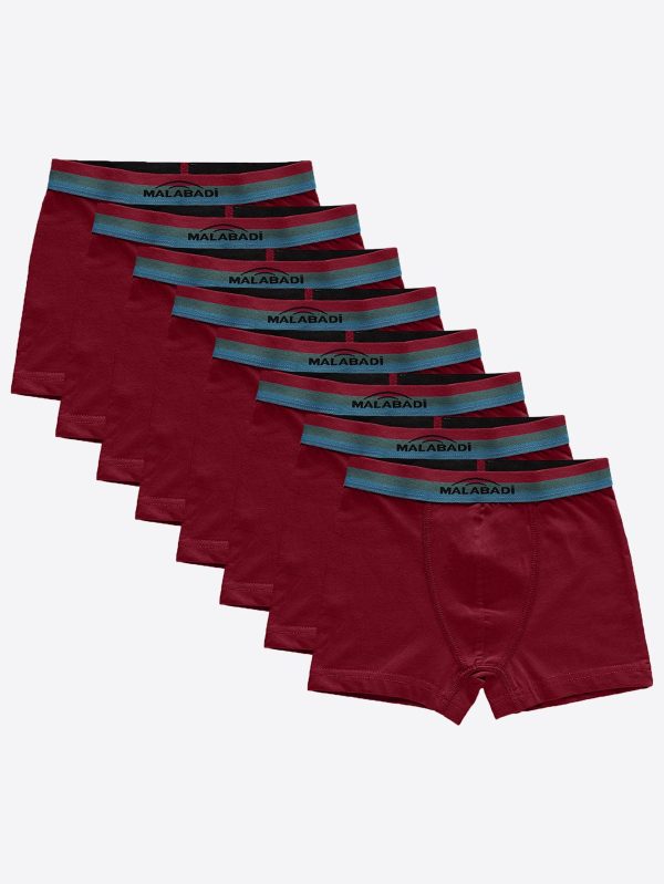 DFN Erkek Çocuk Bordo 8 Li Pamuk Elastan Boxer 8M208