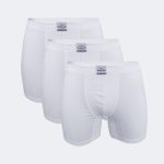 DFN Erkek Beyaz 3 Lü Pamuk Elastan Uzun Boxer 3M073