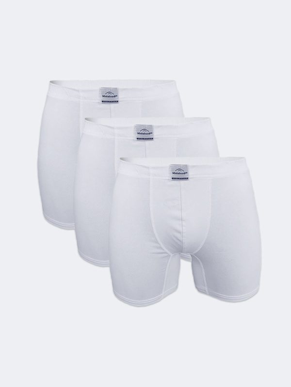 DFN Erkek Beyaz 3 Lü Pamuk Elastan Uzun Boxer 3M073