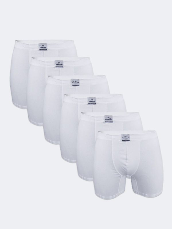 DFN Erkek Beyaz 6 Lı Pamuk Elastan Uzun Boxer 6M073