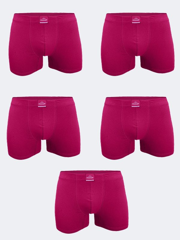 DFN Erkek Bordo 5 Li Pamuk Elastan Boxer 5M074