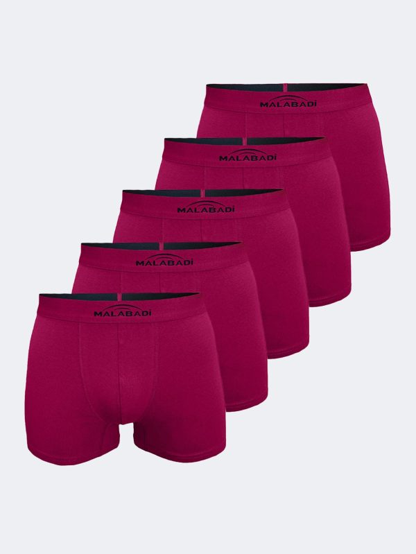 DFN Erkek Bordo 5 Li Pamuk Elastan Boxer 5M075