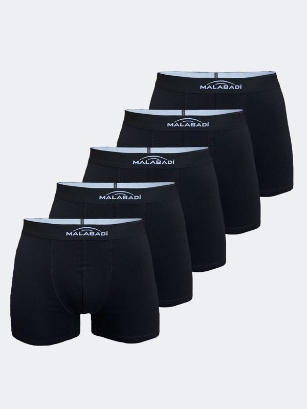 DFN Erkek Siyah 5 Li Pamuk Elastan Boxer 5M075