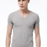 DFN Erkek Gri V Yaka Kısa Kollu Pamuk Elastan Fanila T-Shirt 092