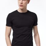 DFN Erkek Siyah Yuvarlak Yaka Kısa Kollu Pamuk Elastan Fanila T-shirt 093